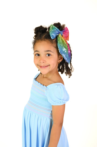 Sequin Ombre Rainbow Hair Bow