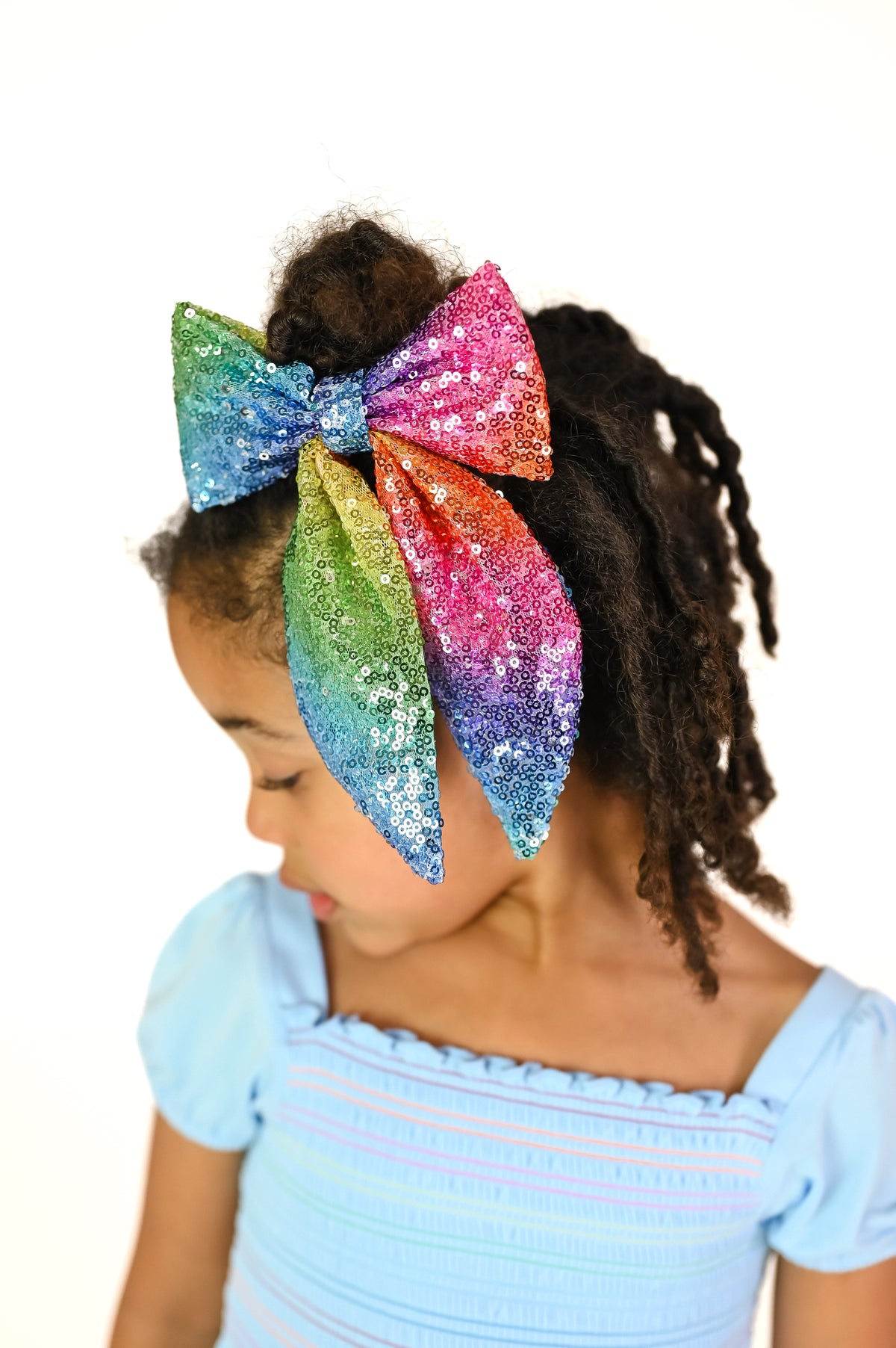 Sequin Ombre Rainbow Hair Bow
