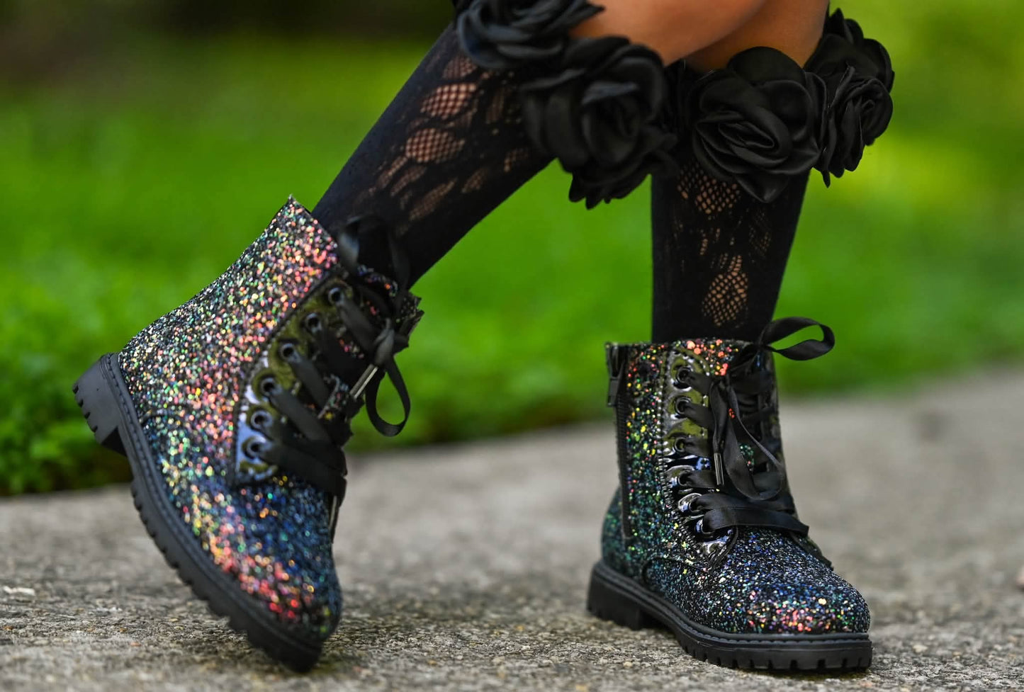 Sparkle squad Girls glitter combat boots PRE ORDER