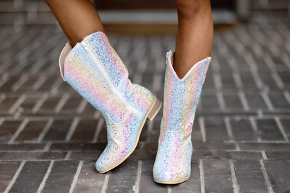 Everything that glitters ombre pastel Boots - RUNS SMALL SIZE UP