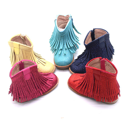 Clementine Fringe cowboy booties (glitter and solid)