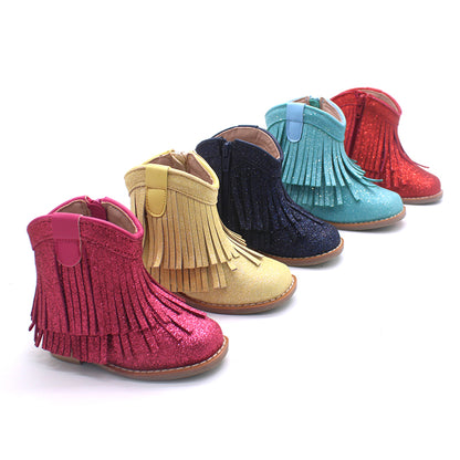 Clementine Fringe cowboy booties (glitter and solid)