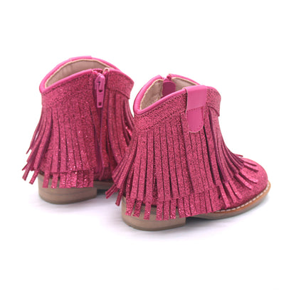 Clementine Fringe cowboy booties (glitter and solid)