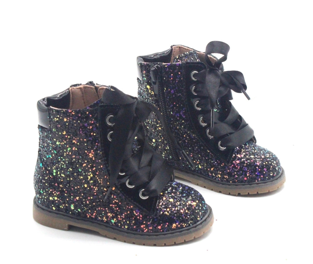 Sparkle squad Girls glitter combat boots