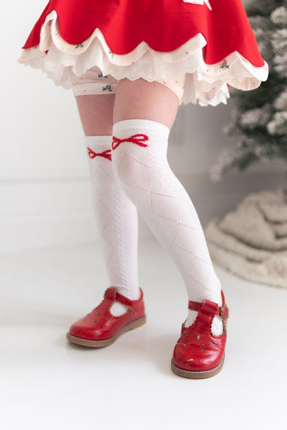 Ribbon Bow Cable Knit Over-the-Knee Socks pre-order