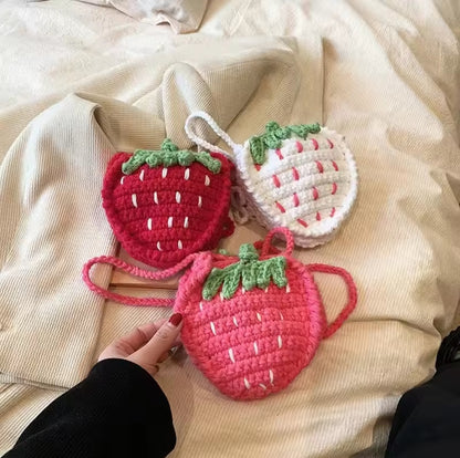 Strawberry crochet purse