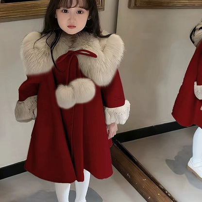 Father Christmas Fur Pom Pom Coat