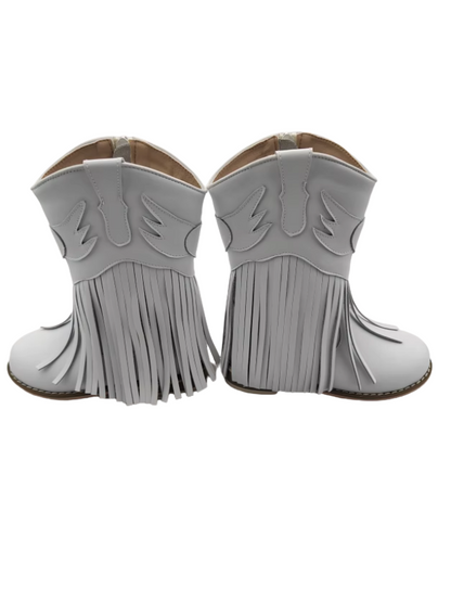 Jolene Fringe Leather Cowgirl Boots white - NEW STYLE