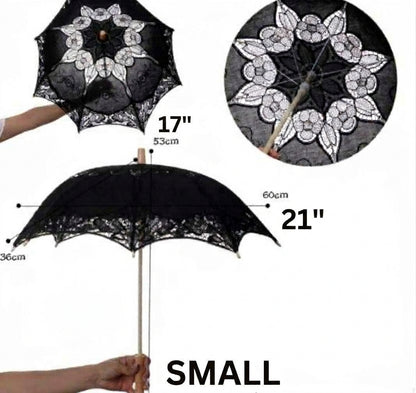 Lace parasol with wood handle