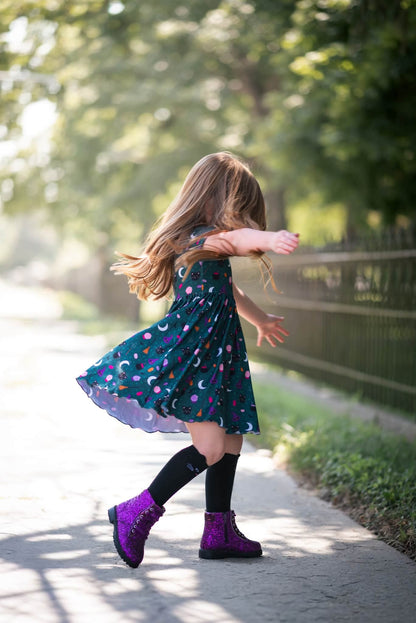 Sparkle squad Girls glitter combat boots