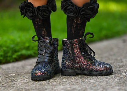 Sparkle squad Girls glitter combat boots PRE ORDER
