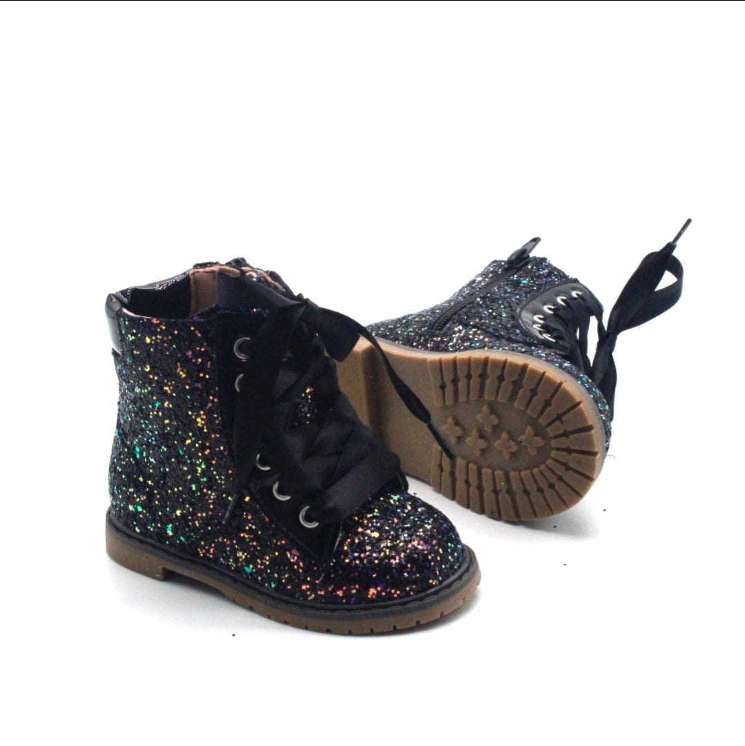Sparkle squad Girls glitter combat boots
