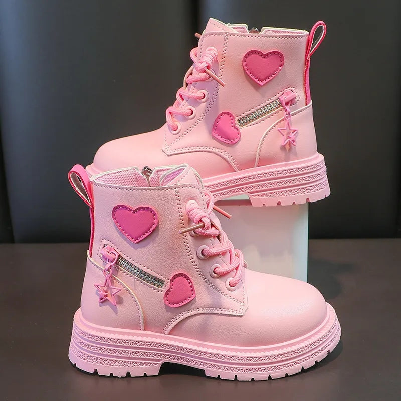 Heart combat boots ready to ship