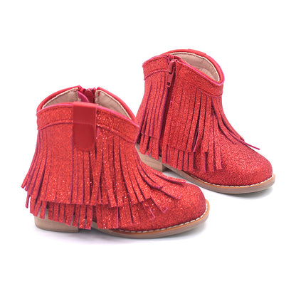 Clementine Fringe cowboy booties (glitter and solid)