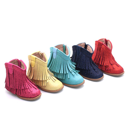 Clementine Fringe cowboy booties (glitter and solid)