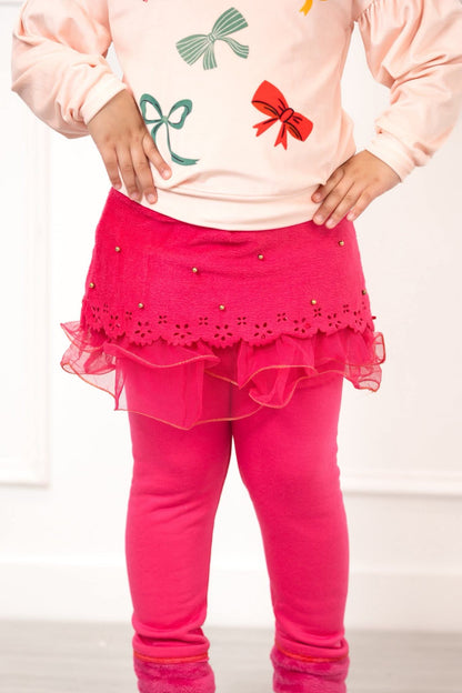 Skirted fleece lined tutu leggings