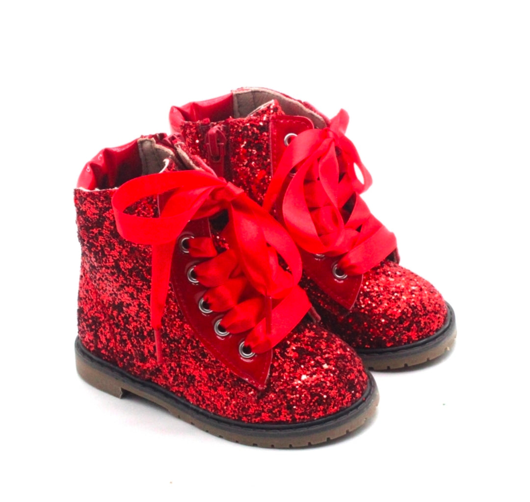 Sparkle squad Girls glitter combat boots
