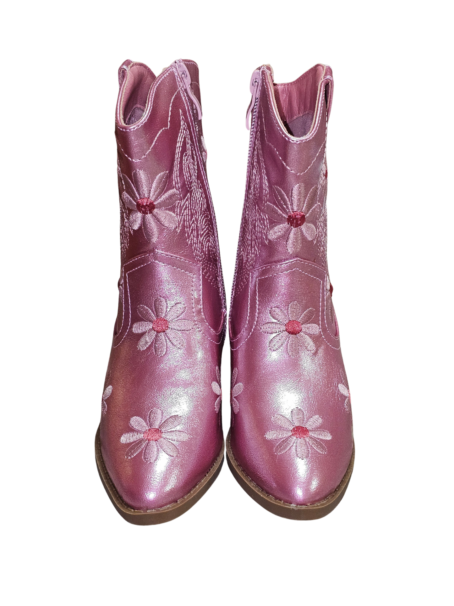Rosé Bloom Embroidered Cowgirl Boots RTS