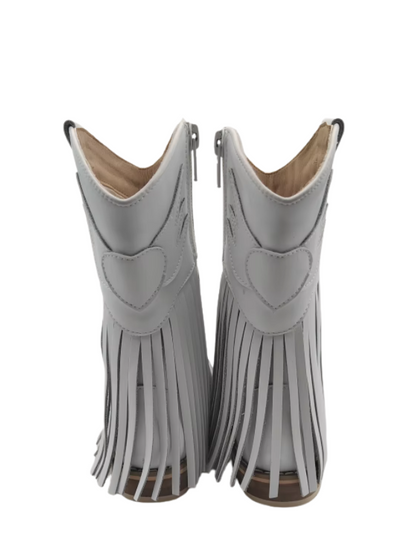 Jolene Fringe Leather Cowgirl Boots white - NEW STYLE