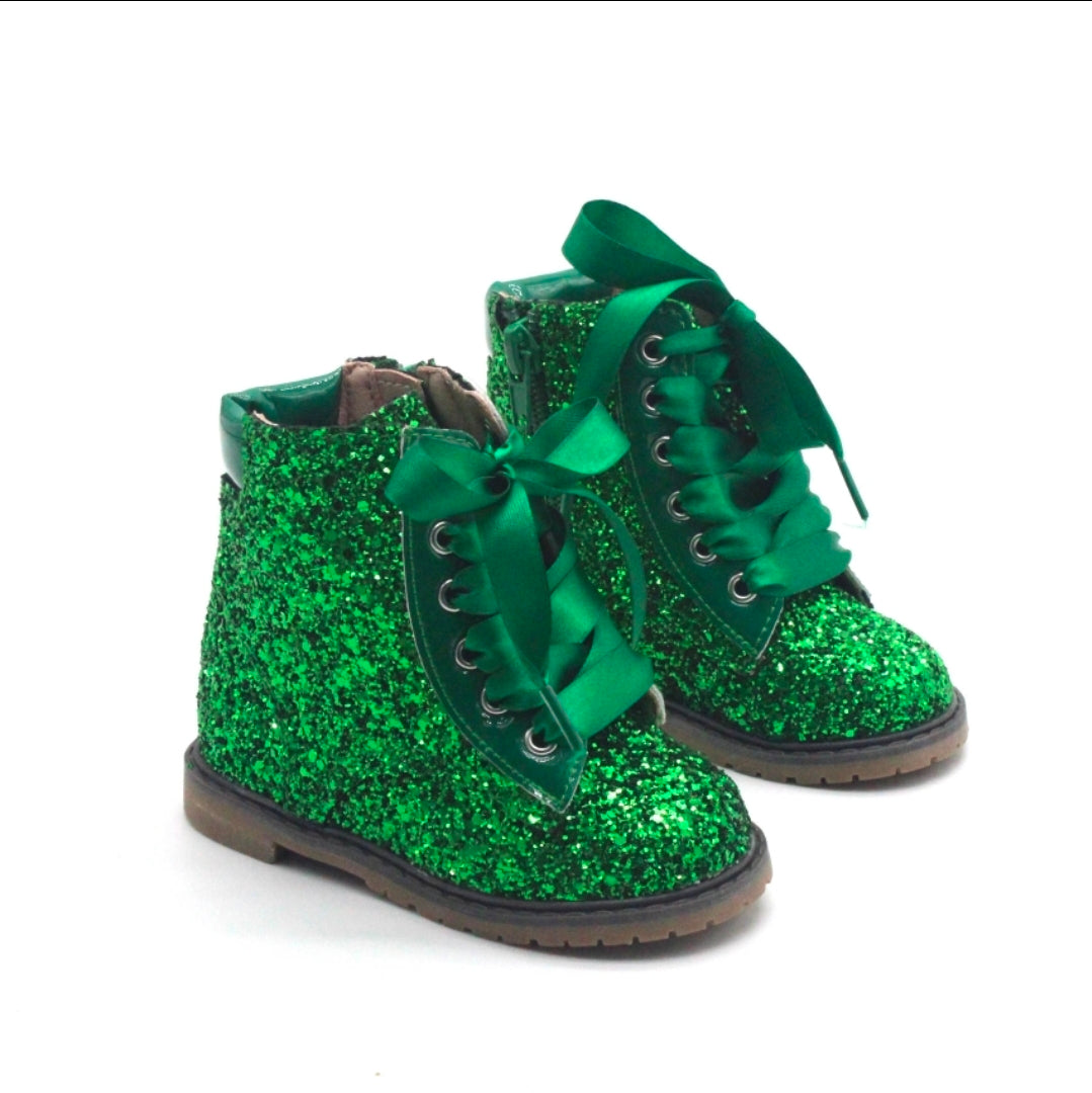 Sparkle squad Girls glitter combat boots