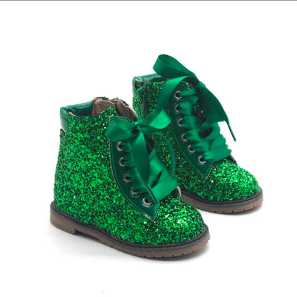 Sparkle squad Girls glitter combat boots