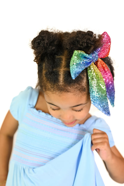 Sequin Ombre Rainbow Hair Bow