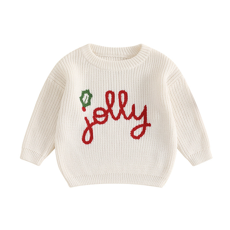 Joy Jolly Christmas embroided sweater