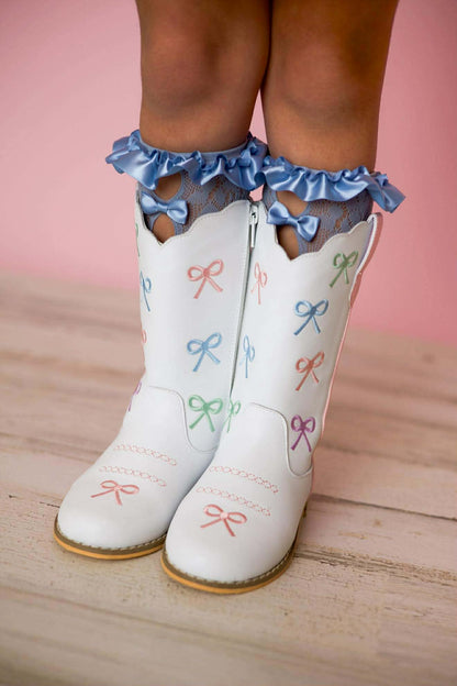 Rodeo Ribbons Bow embroidered cowboy boots