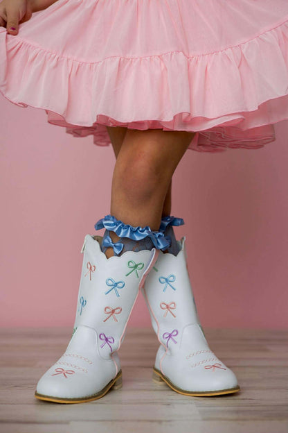Rodeo Ribbons Bow embroidered cowboy boots