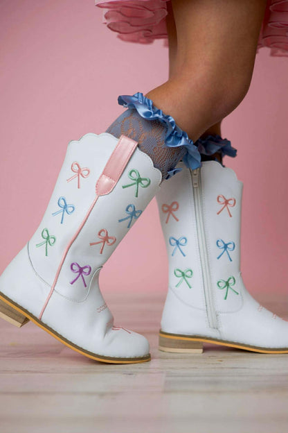 Rodeo Ribbons Bow embroidered cowboy boots