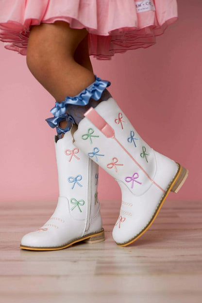 Rodeo Ribbons Bow embroidered cowboy boots