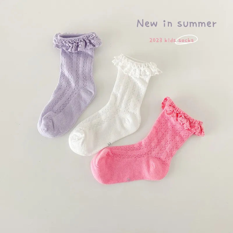 Pastel lace top socks