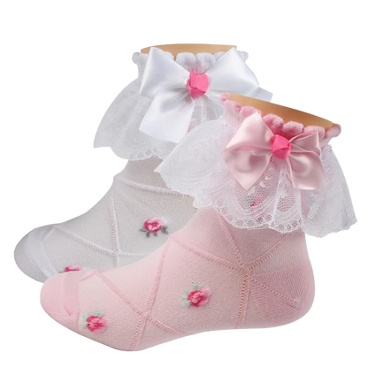 Rosette Ruffle Ankle Sock