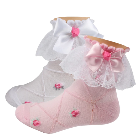 Rosette Ruffle Ankle Sock