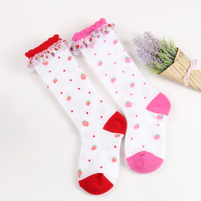 Strawberry Lace Tall Socks