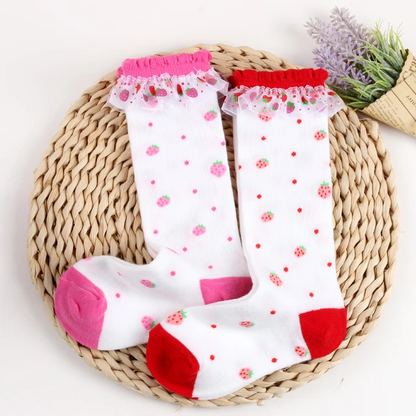 Strawberry Lace Tall Socks