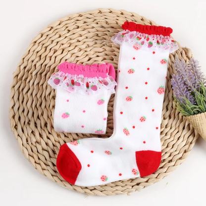 Strawberry Lace Tall Socks