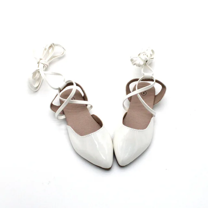 Pointy toe patent lace up shoes