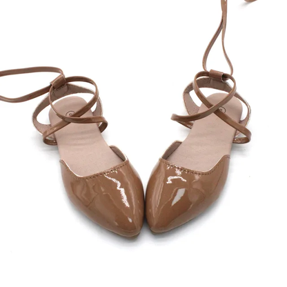 Pointy toe patent lace up shoes