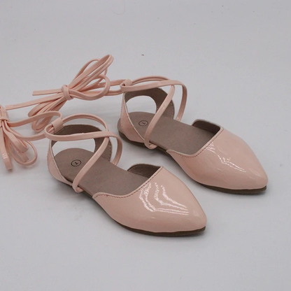 Pointy toe patent lace up shoes