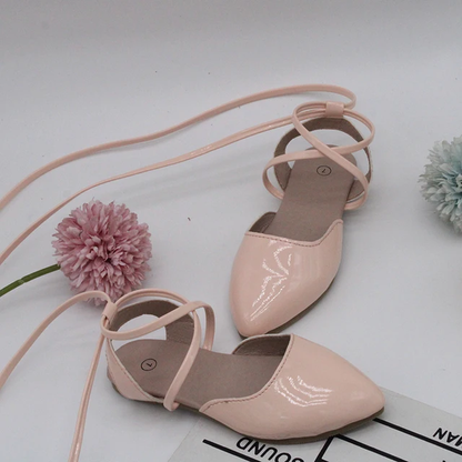 Pointy toe patent lace up shoes