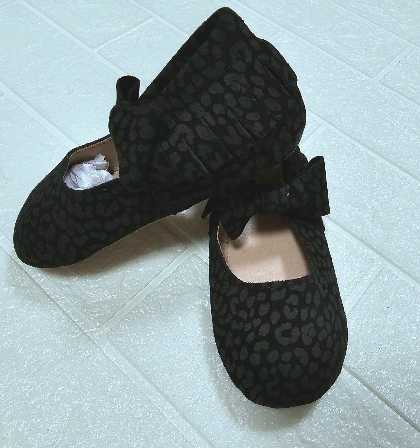 Black Leopard bow moccasins