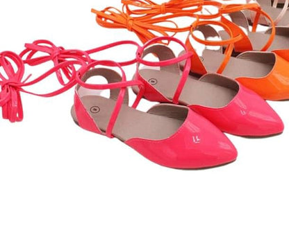 Pointy toe patent lace up shoes