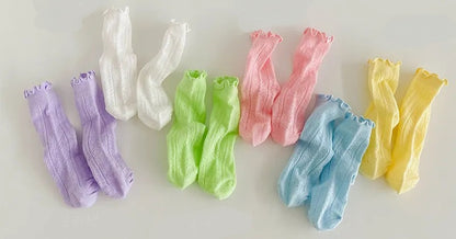 Pastel ruffle top heart socks