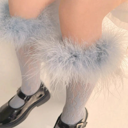 "Wild" lace fur socks