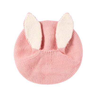 Bunny Ear Beret pink and white