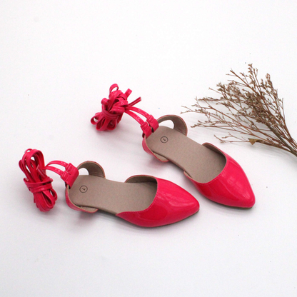 Pointy toe patent lace up shoes