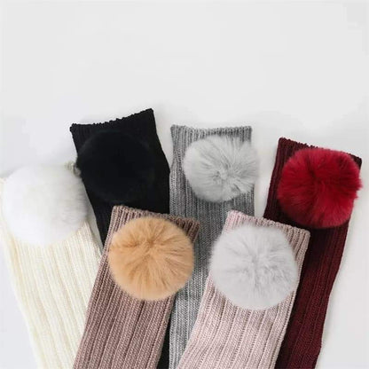 Sweet puff furry pom socks