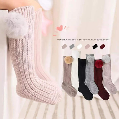 Sweet puff furry pom socks