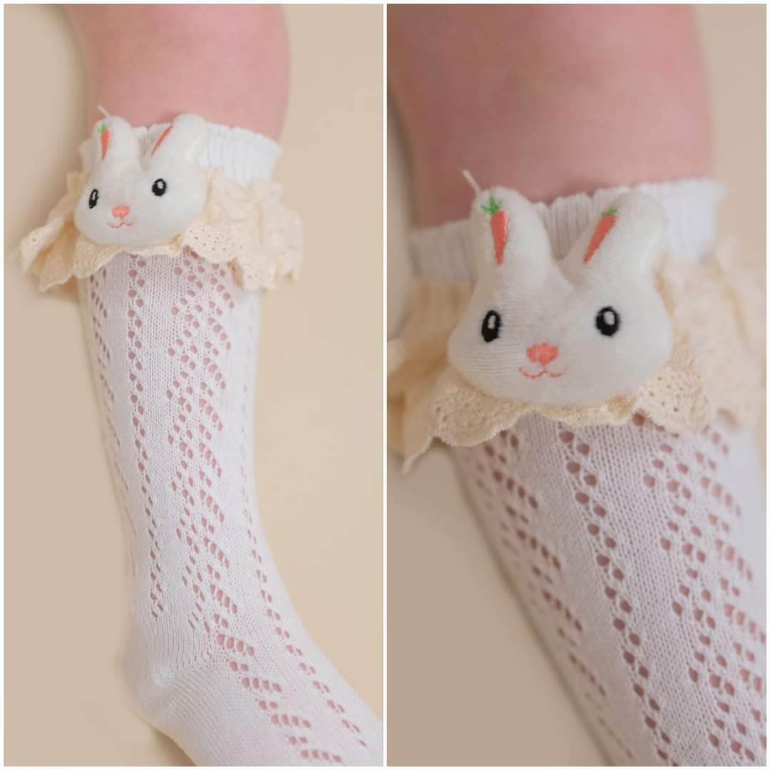 Plush 3d bunny crochet sock